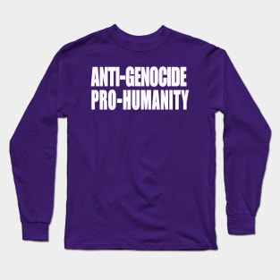 Anti-GENOCIDE PRO-HUMANITY - Blue and White - Back Long Sleeve T-Shirt